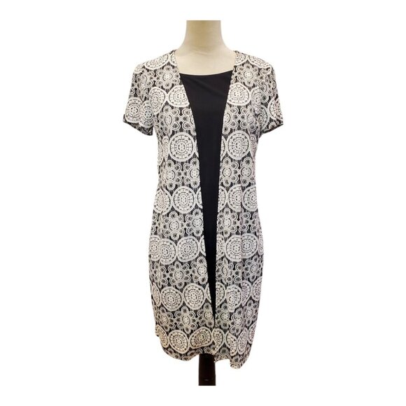 PERCEPTIONS SZ MP Women's Medallion Puff Print Mock Jacket Stretch Dress - Picture 2 of 10